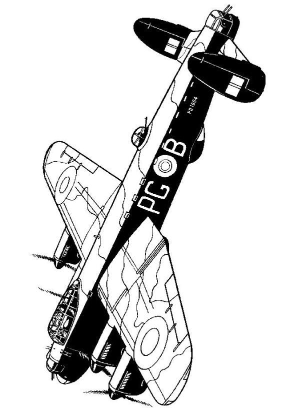 Print Lancaster B1 1944 kleurplaat